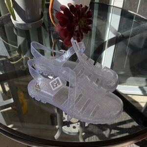 NWOT Clear Glitter Jelly Sandals